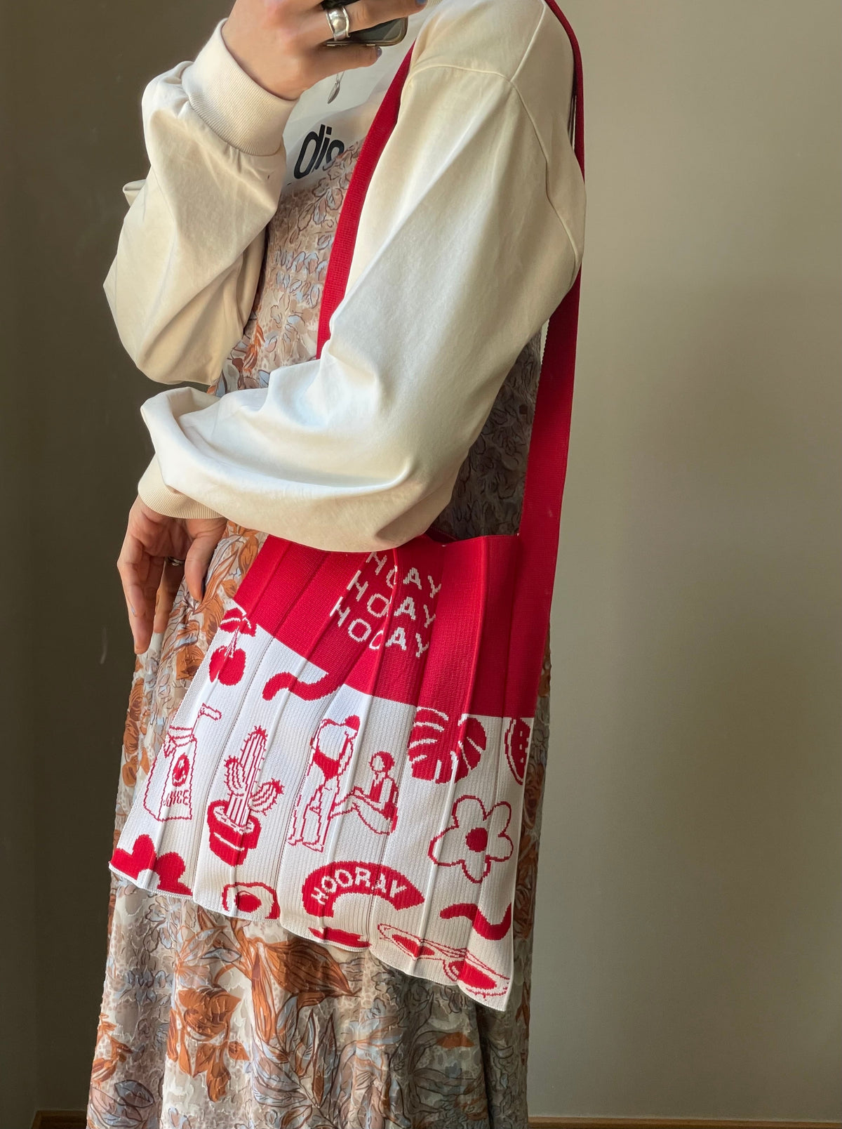Knitty / Hooray / Red | ショルダーバッグ トートバッグ | KNT365公式 